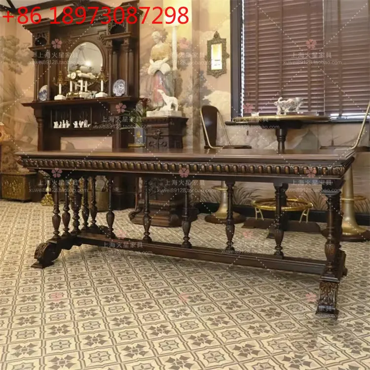 American solid wood retro carved rectangular dining table and chairs French antique villa dining table dining table
American solid wood retro carved rectangular dining table and chairs French antique villa dining table dining table