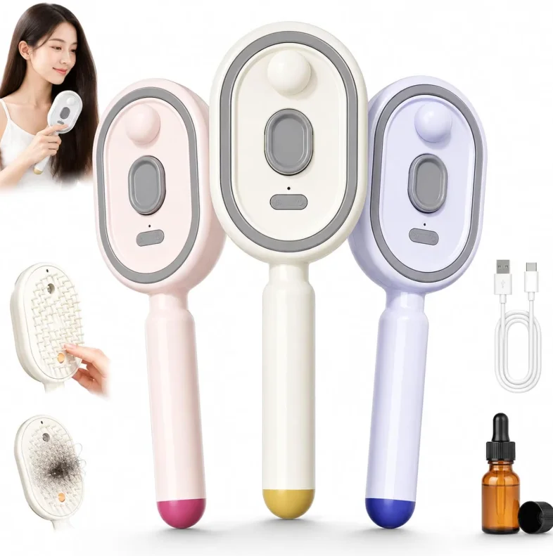 Electric Essential Oil Spray Air Cushion Massage Comb 3-in-1 Rechargeable Steam Hair Brush Anti-Tangle Frizzy Air Cushion Comb
Electric Essential Oil Spray Air Cushion Massage Comb 3-in-1 Rechargeable Steam Hair Brush Anti-Tangle Frizzy Air Cushion Comb