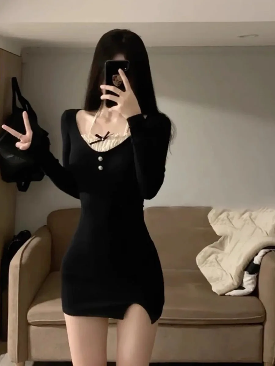 Slim Fit Black Dress Women's Spring Autumn New Style Pure Desire Wind Short Skirt Hot Girl High Waist Knot Long Sleeve
Slim Fit Black Dress Women's Spring Autumn New Style Pure Desire Wind Short Skirt Hot Girl High Waist Knot Long Sleeve