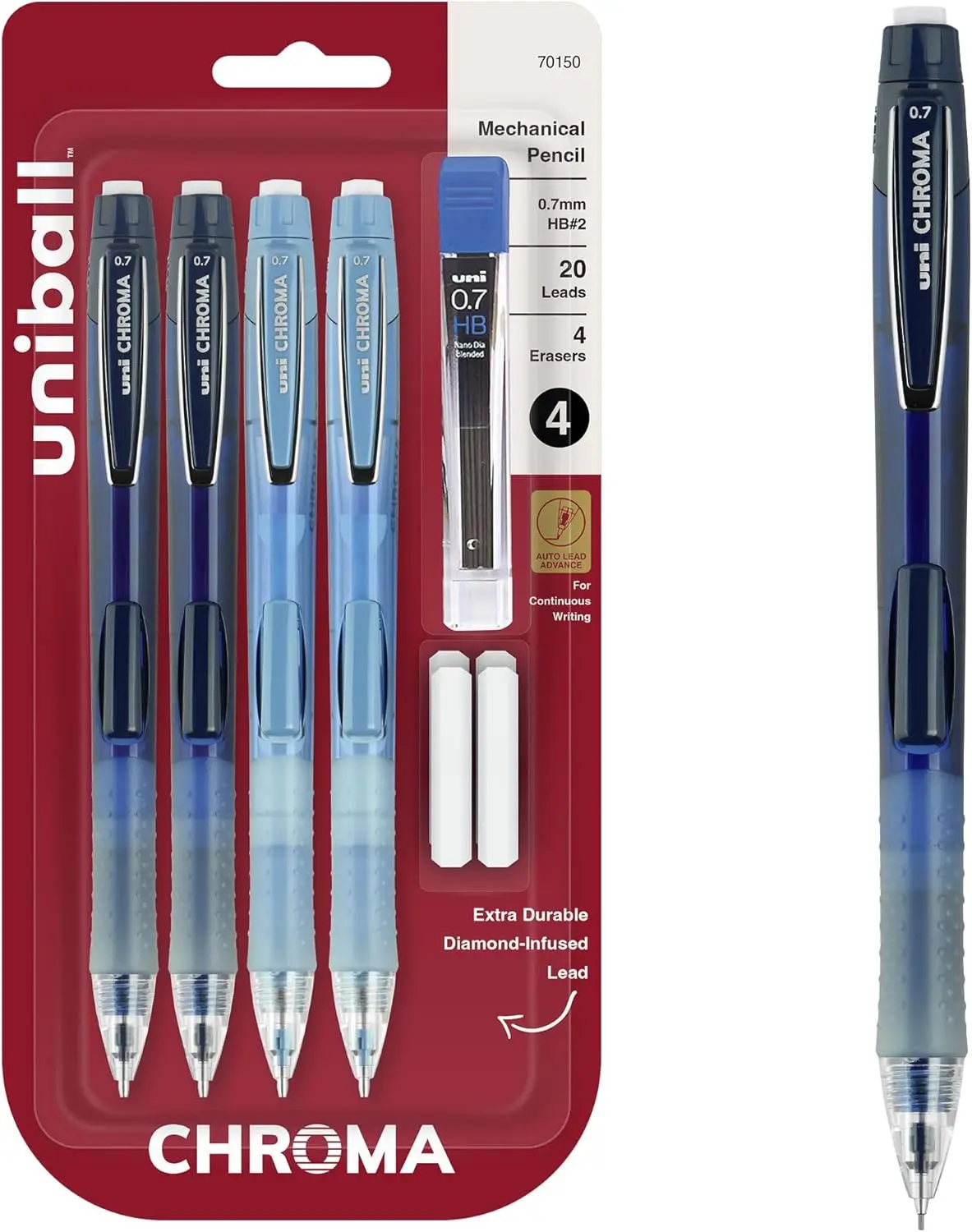 0.7mm Mechanical Pencil Starter Kit, 4 Pack, Assorted Colors, Auto-Advancing Lead
0.7mm Mechanical Pencil Starter Kit, 4 Pack, Assorted Colors, Auto-Advancing Lead