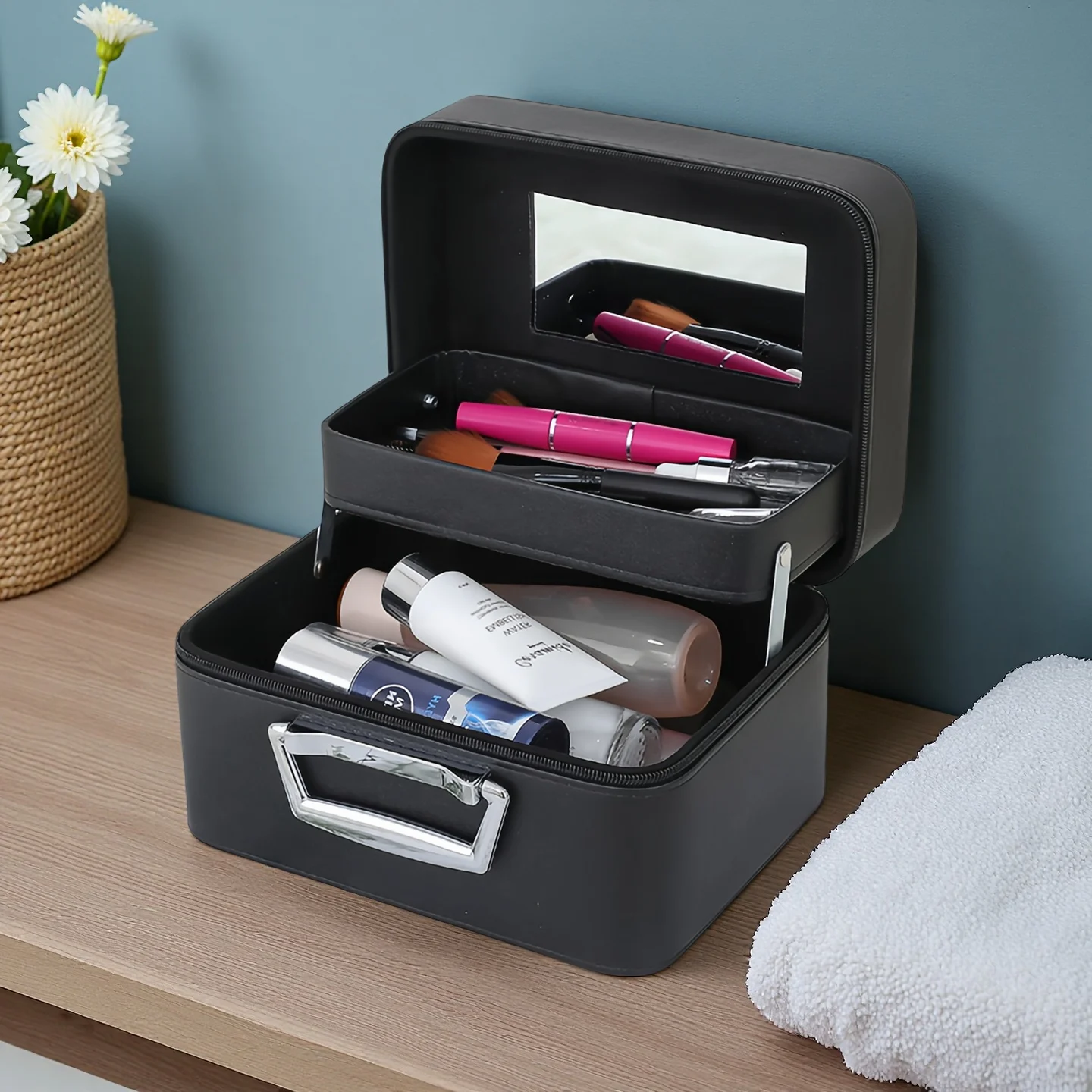 Double/Single Layer Makeup Case With Mirror Large Pu Cosmetic Makeup Brush Storage Organizer for Travel Home Use
Double/Single Layer Makeup Case With Mirror Large Pu Cosmetic Makeup Brush Storage Organizer for Travel Home Use