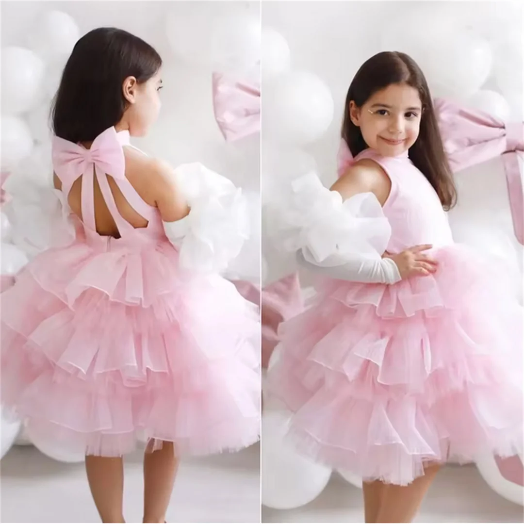 Customized Pink Flower Girl Dresses for Wedding With Bow Layered Lovely Kids Birthday Ball Gown First Holy Communion Gowns
Customized Pink Flower Girl Dresses for Wedding With Bow Layered Lovely Kids Birthday Ball Gown First Holy Communion Gowns