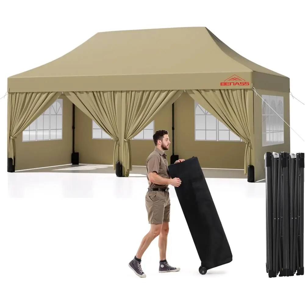 10x20 Heavy Duty Up with 6 Sidewalls, 550D Commercial Easy Up Tent, Waterproo Outdoor Party Event Tent with Roller Bag, Khaki
10x20 Heavy Duty Up with 6 Sidewalls, 550D Commercial Easy Up Tent, Waterproo Outdoor Party Event Tent with Roller Bag, Khaki