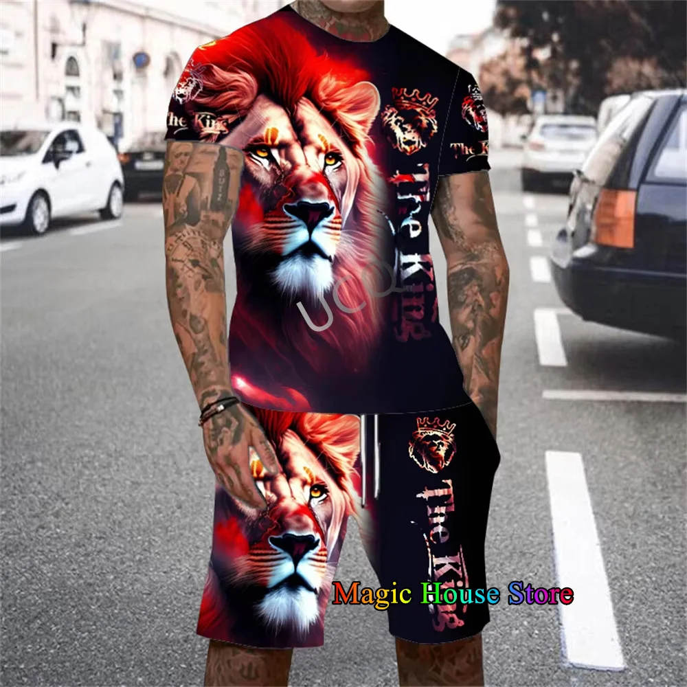 Summer Men's Tracksuit Lion King Print Short Sleeve T-shirt+Shorts Sets Casual Outdoor Sports Suit Male Clothes 2 Piece Outfits
Summer Men's Tracksuit Lion King Print Short Sleeve T-shirt+Shorts Sets Casual Outdoor Sports Suit Male Clothes 2 Piece Outfits