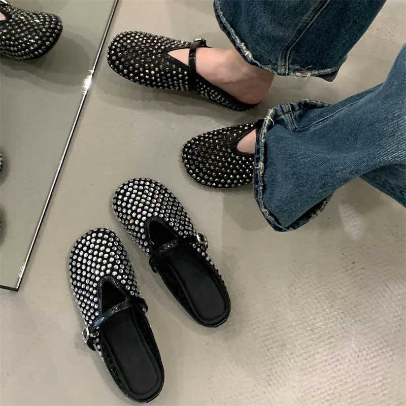 Women's Round Toe Full Rhinestone Embellished T‑Strap Buckle Slip‑On Flat Mule Sandals, Streetwear Casual Footwear,Drop Shipping
Women's Round Toe Full Rhinestone Embellished T‑Strap Buckle Slip‑On Flat Mule Sandals, Streetwear Casual Footwear,Drop Shipping