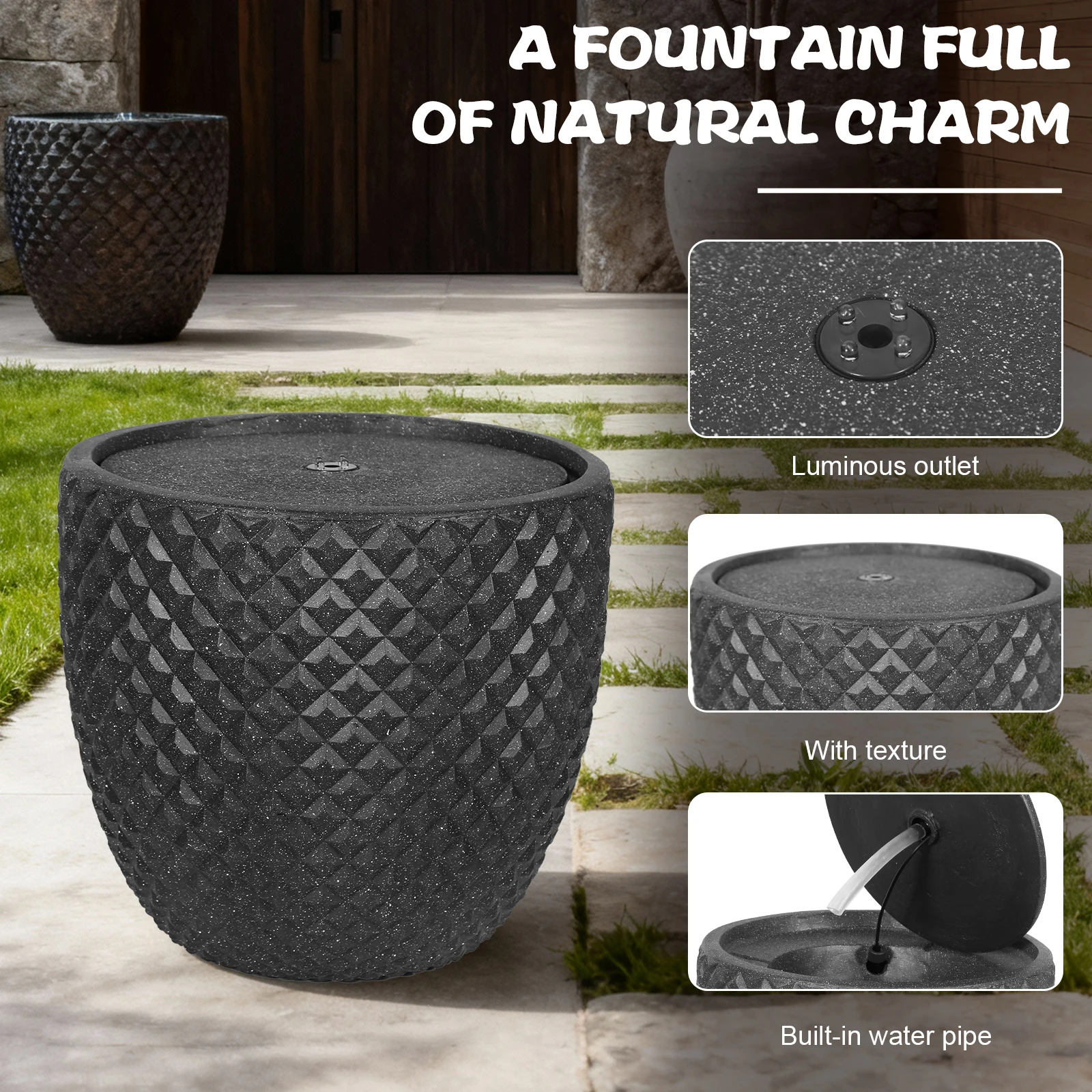 14 Inch Solar Water Fountain Bubble Up Fountains Round Stone Solar Powered with LED Lights & Pump for Garden Patio Decor Porch
14 Inch Solar Water Fountain Bubble Up Fountains Round Stone Solar Powered with LED Lights & Pump for Garden Patio Decor Porch