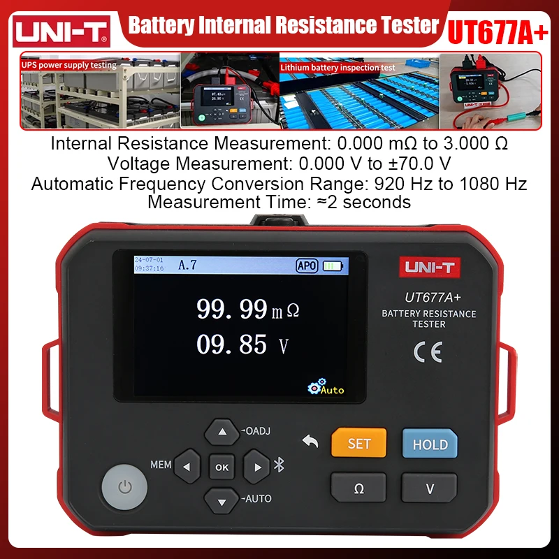 UNI-T UT677A+ Automotive Battery Tester Charging Battery Internal Resistance Tester Health Testing of Household Lithium Batterie
UNI-T UT677A+ Automotive Battery Tester Charging Battery Internal Resistance Tester Health Testing of Household Lithium Batterie