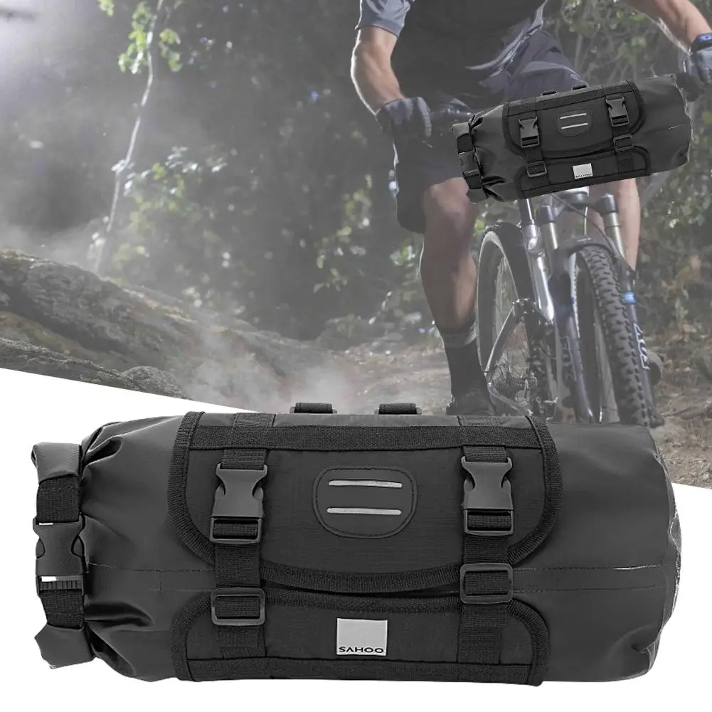 11L Reflective Handlebar Bag High Capacity Reserved Lamp Strap Fastener Tape Black Rolling Design Front Frame Bag Accessories
11L Reflective Handlebar Bag High Capacity Reserved Lamp Strap Fastener Tape Black Rolling Design Front Frame Bag Accessories