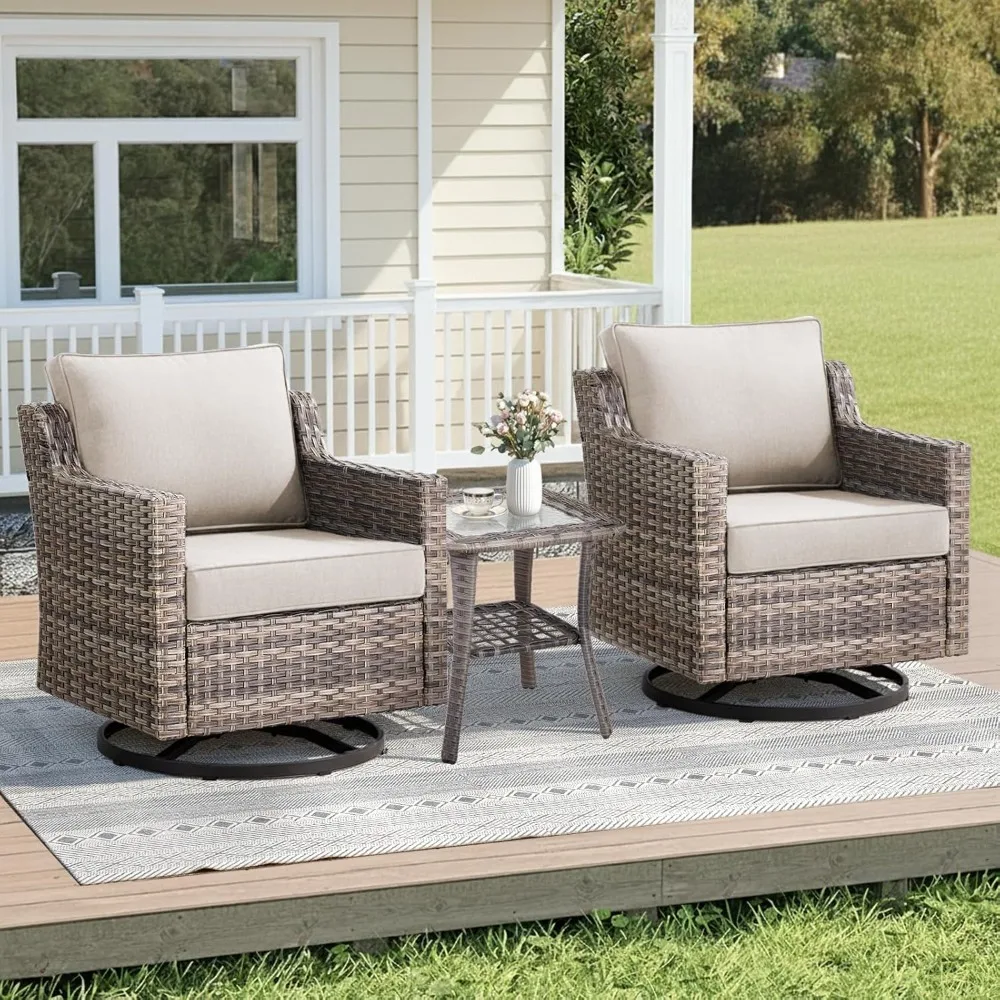 3 Pieces Patio Furniture Set-High Back Swivel Patio Chairs Set of 2 with Outdoor Side Table Patio Table and Chairs, Customized
3 Pieces Patio Furniture Set-High Back Swivel Patio Chairs Set of 2 with Outdoor Side Table Patio Table and Chairs, Customized