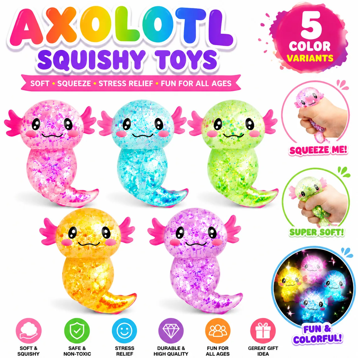Colorful Salamander Maltose Fidgets Toys Squishy Malt Sugar Stretchy Axolotl Fun Squeeze Birthday Supplies Anti-Anxiety Gift
Colorful Salamander Maltose Fidgets Toys Squishy Malt Sugar Stretchy Axolotl Fun Squeeze Birthday Supplies Anti-Anxiety Gift