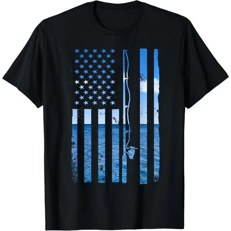 American Flag Fishing T-Shirt Men's Women's Patriotic Angler Graphic Tee US Flag Blue Water Print Top Fishing Lover Gift
American Flag Fishing T-Shirt Men's Women's Patriotic Angler Graphic Tee US Flag Blue Water Print Top Fishing Lover Gift