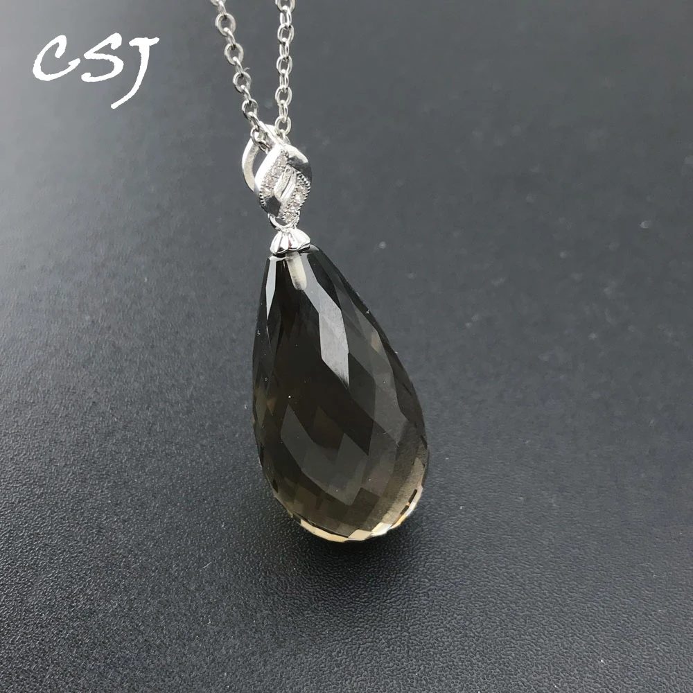 CSJ Big Stone 65ct Natural Smoky Quartz Pendants Sterling Silver 925 Pendulum Crystal Necklace for Women Collier Party Gift Box
CSJ Big Stone 65ct Natural Smoky Quartz Pendants Sterling Silver 925 Pendulum Crystal Necklace for Women Collier Party Gift Box