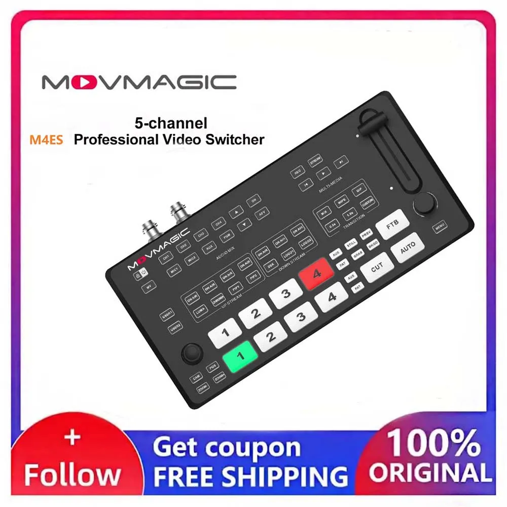MOVMAGIC M4ES 5CH SDI NDI HDMI-совместимый профессиональный видеокоммутатор видео аудиомикшер 4K для потоковой записи в реальном времени
MOVMAGIC M4ES 5CH SDI NDI HDMI-совместимый профессиональный видеокоммутатор видео аудиомикшер 4K для потоковой записи в реальном времени