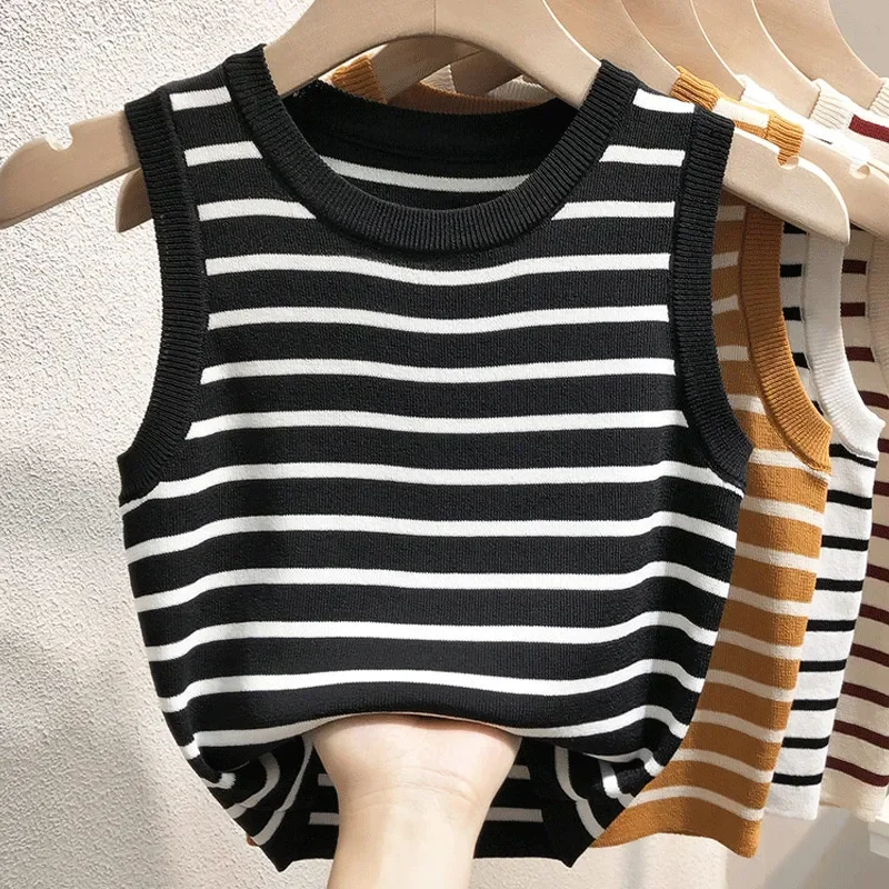 Women's Striped Ice Silk Knit Sleeveless Tank Top Summer Layering Camisole
Women's Striped Ice Silk Knit Sleeveless Tank Top Summer Layering Camisole