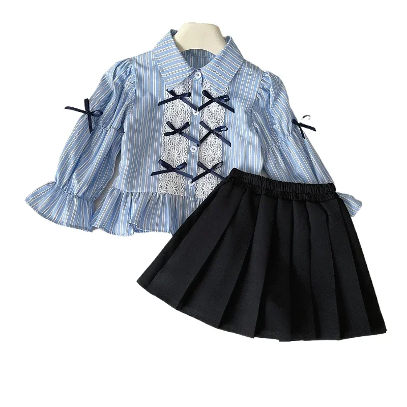Girls' Striped Little Bow Shirt + Pleated Skirt Two-piece Set Kids Clothes Girls 2-7yrs Girls' Suit Autumn New Korean Version
Girls' Striped Little Bow Shirt + Pleated Skirt Two-piece Set Kids Clothes Girls 2-7yrs Girls' Suit Autumn New Korean Version