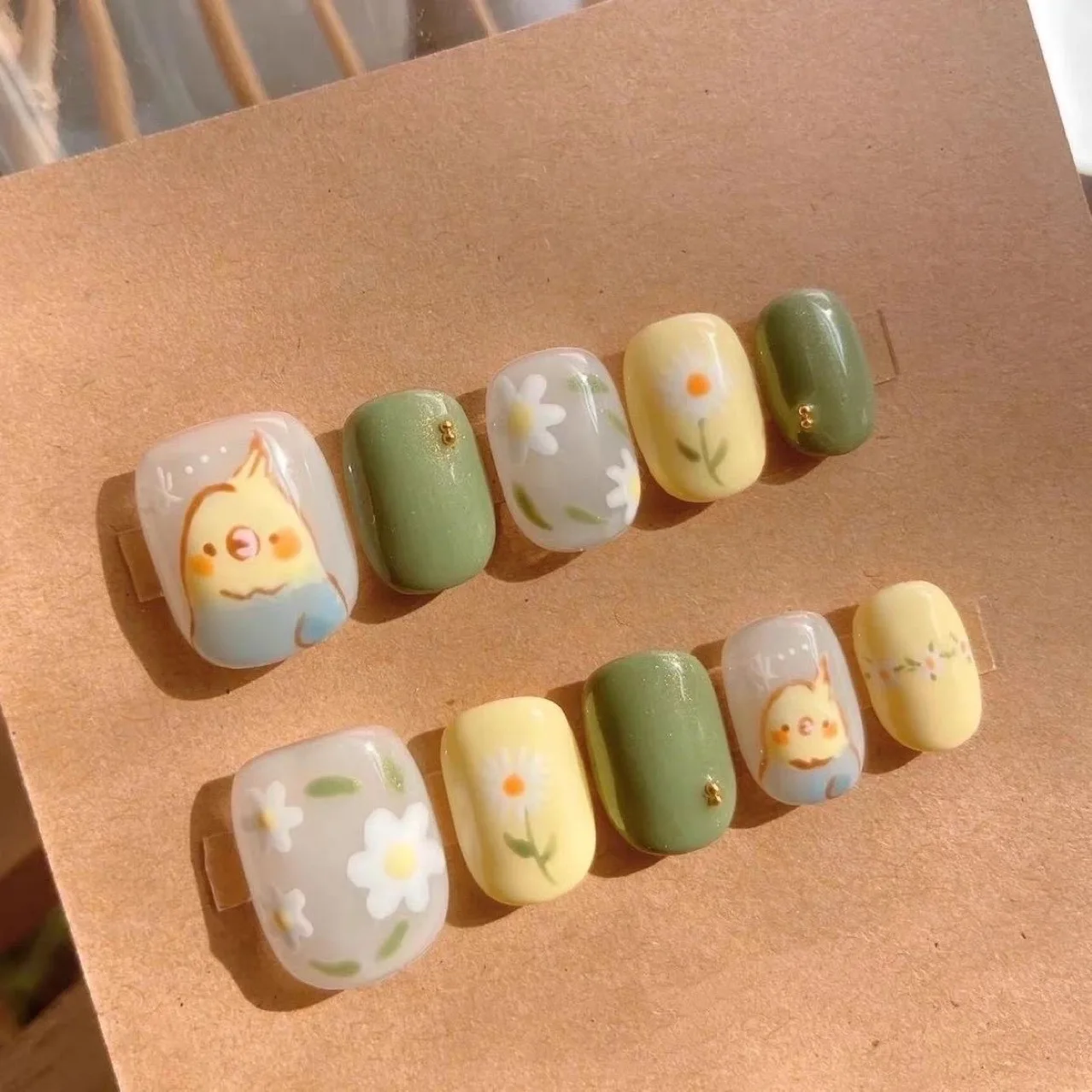 10 Pieces Childhood Cute Fresh Handmade Press On Nails Birds Sunshine White Flowers Fake Nails Removable Reusable
10 Pieces Childhood Cute Fresh Handmade Press On Nails Birds Sunshine White Flowers Fake Nails Removable Reusable