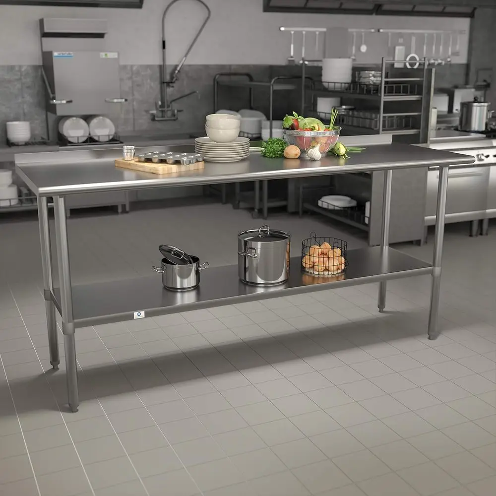 18 Gauge Stainless Steel Kitchen Prep Table with Backsplash and Shelf, 72 W x 30 D
18 Gauge Stainless Steel Kitchen Prep Table with Backsplash and Shelf, 72 W x 30 D