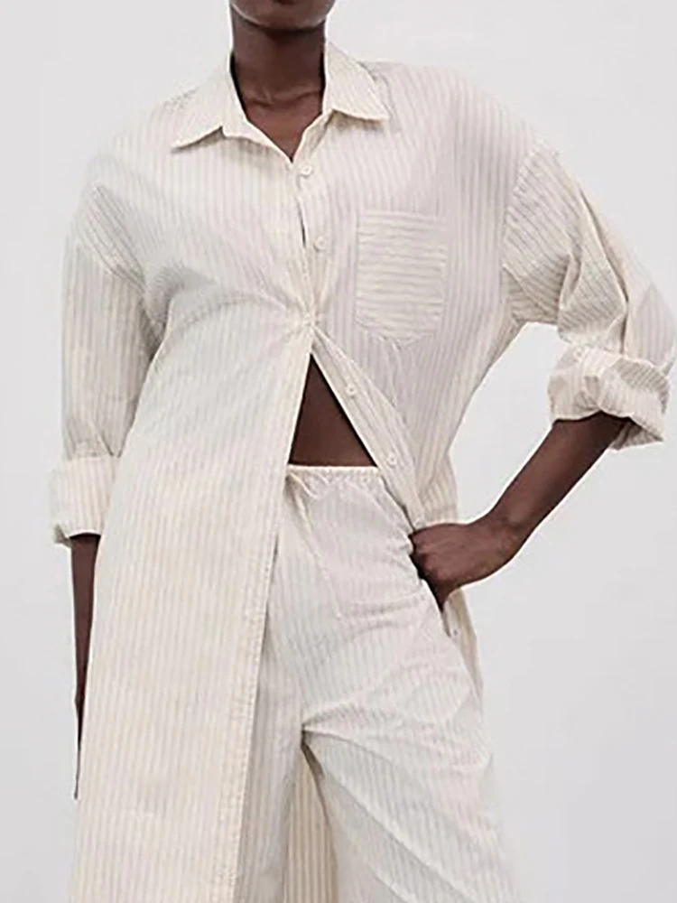 Spring Autumn Casual Long Sleeved Shirt Suit Women's Fashion Street Wear Straight Outfit Stripe Printed Loose Commuting 2pc Set
Spring Autumn Casual Long Sleeved Shirt Suit Women's Fashion Street Wear Straight Outfit Stripe Printed Loose Commuting 2pc Set
