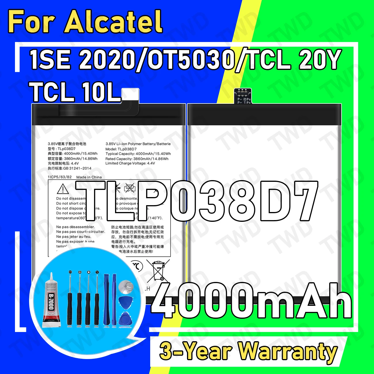 TLP038D7 Аккумулятор большой емкости 4000 мАч для Alcatel 1SE 2020/OT5030/TCL 20Y/TCL 10L, новые аккумуляторы высокого качества + бесплатные инструменты
TLP038D7 Аккумулятор большой емкости 4000 мАч для Alcatel 1SE 2020/OT5030/TCL 20Y/TCL 10L, новые аккумуляторы высокого качества + бесплатные инструменты