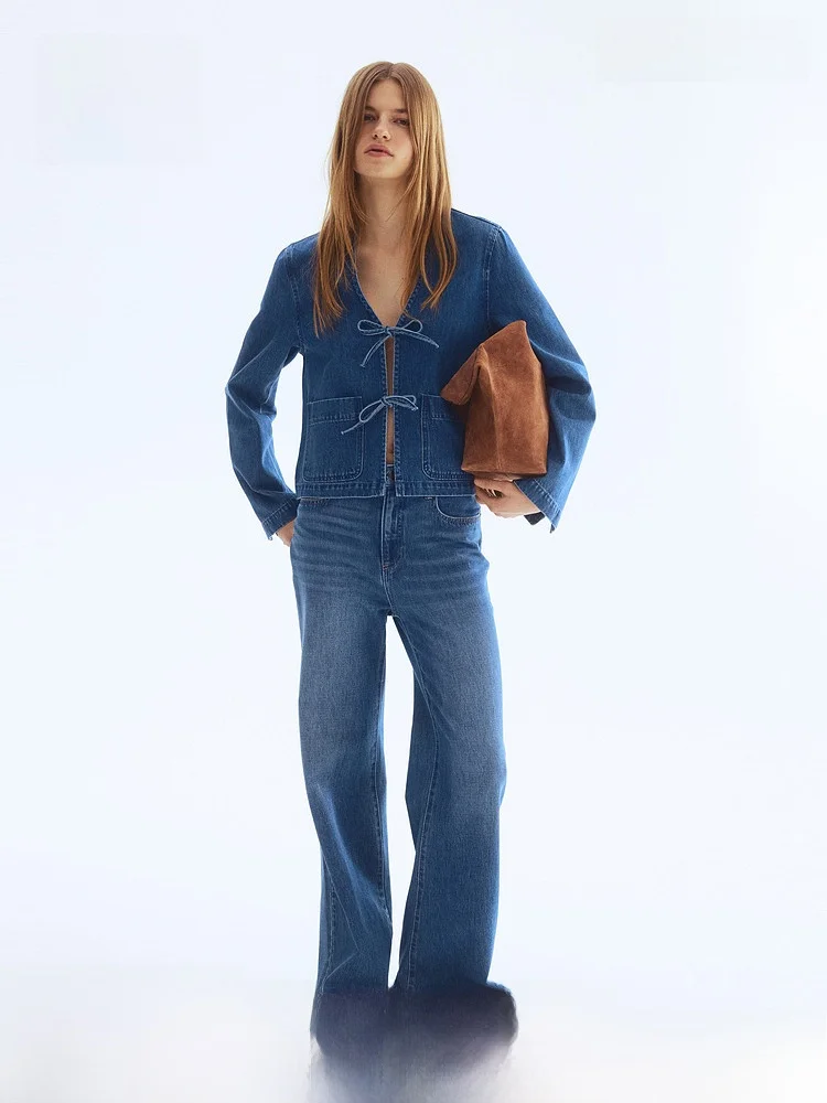 Spring New Arrival Women's Denim Jaet Front Bow Tie Cotton ort Coat H&M Simple Sle Stand Version 32920
Spring New Arrival Women's Denim Jaet Front Bow Tie Cotton ort Coat H&M Simple Sle Stand Version 32920