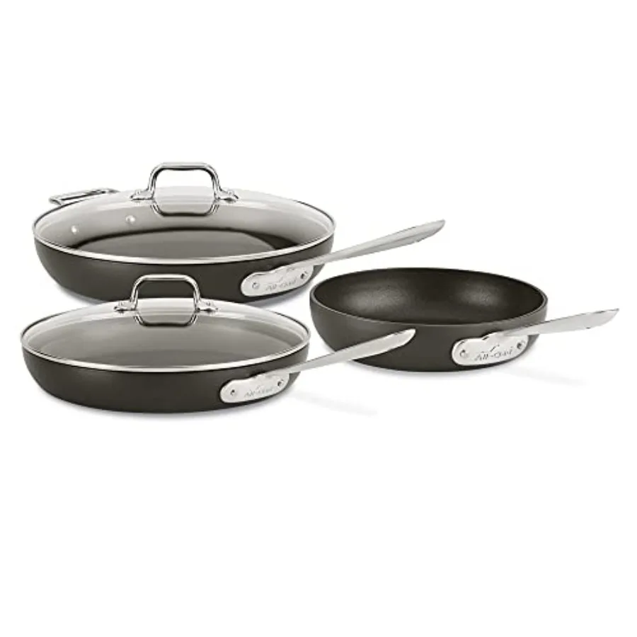 HA1 Hard Anodized Nonstick Fry Pan Set 3Piece Cookware Including 8 10 and 12 Skillets with Lids Ideal for Stovetop Cooking Indu
HA1 Hard Anodized Nonstick Fry Pan Set 3Piece Cookware Including 8 10 and 12 Skillets with Lids Ideal for Stovetop Cooking Indu