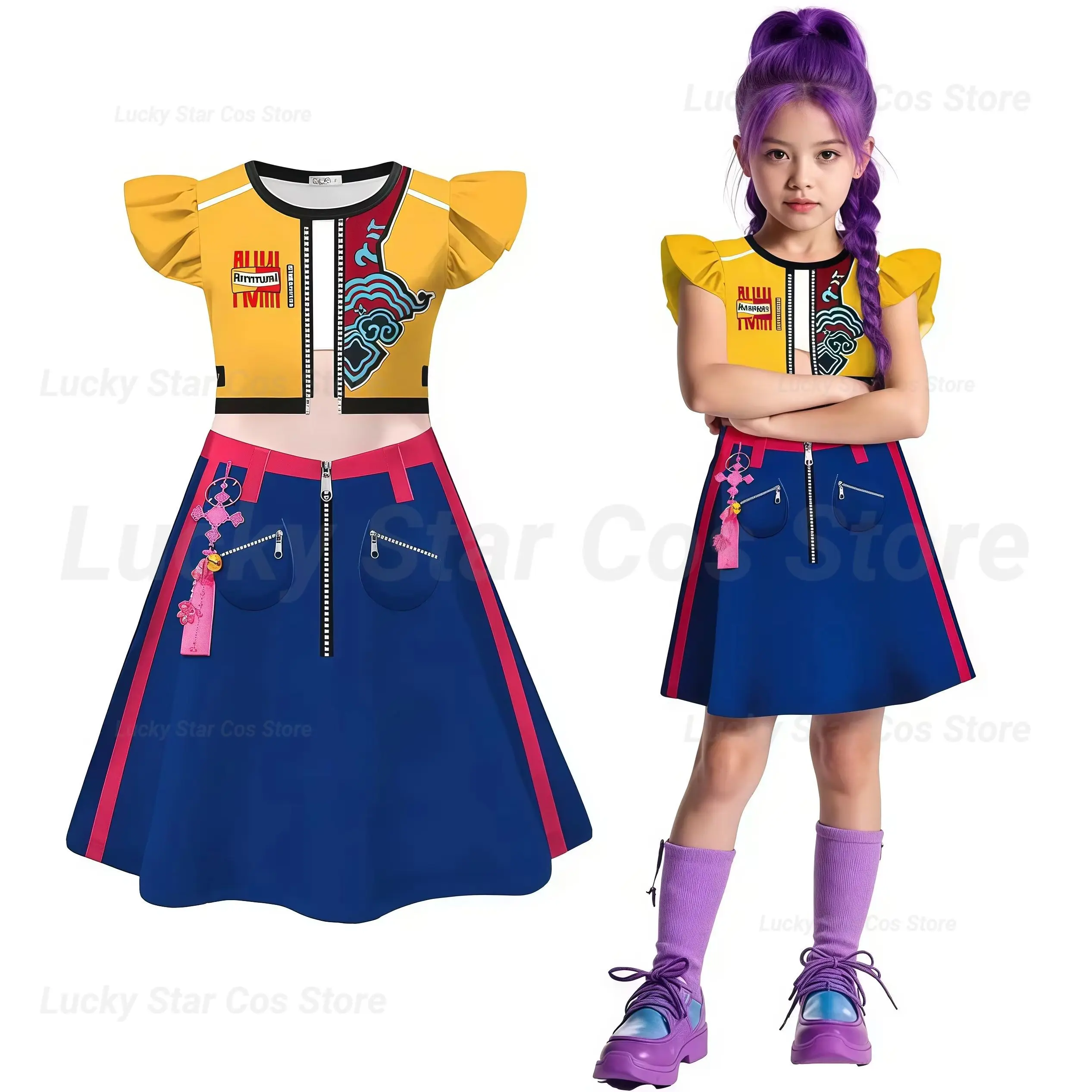 Kids Zoey Mira Rumi Demon Cosplay Costume Girls Huntrix Flying Sleeve Dress For Halloween K-Pop Idol Hunters Role Play Outfits
Kids Zoey Mira Rumi Demon Cosplay Costume Girls Huntrix Flying Sleeve Dress For Halloween K-Pop Idol Hunters Role Play Outfits