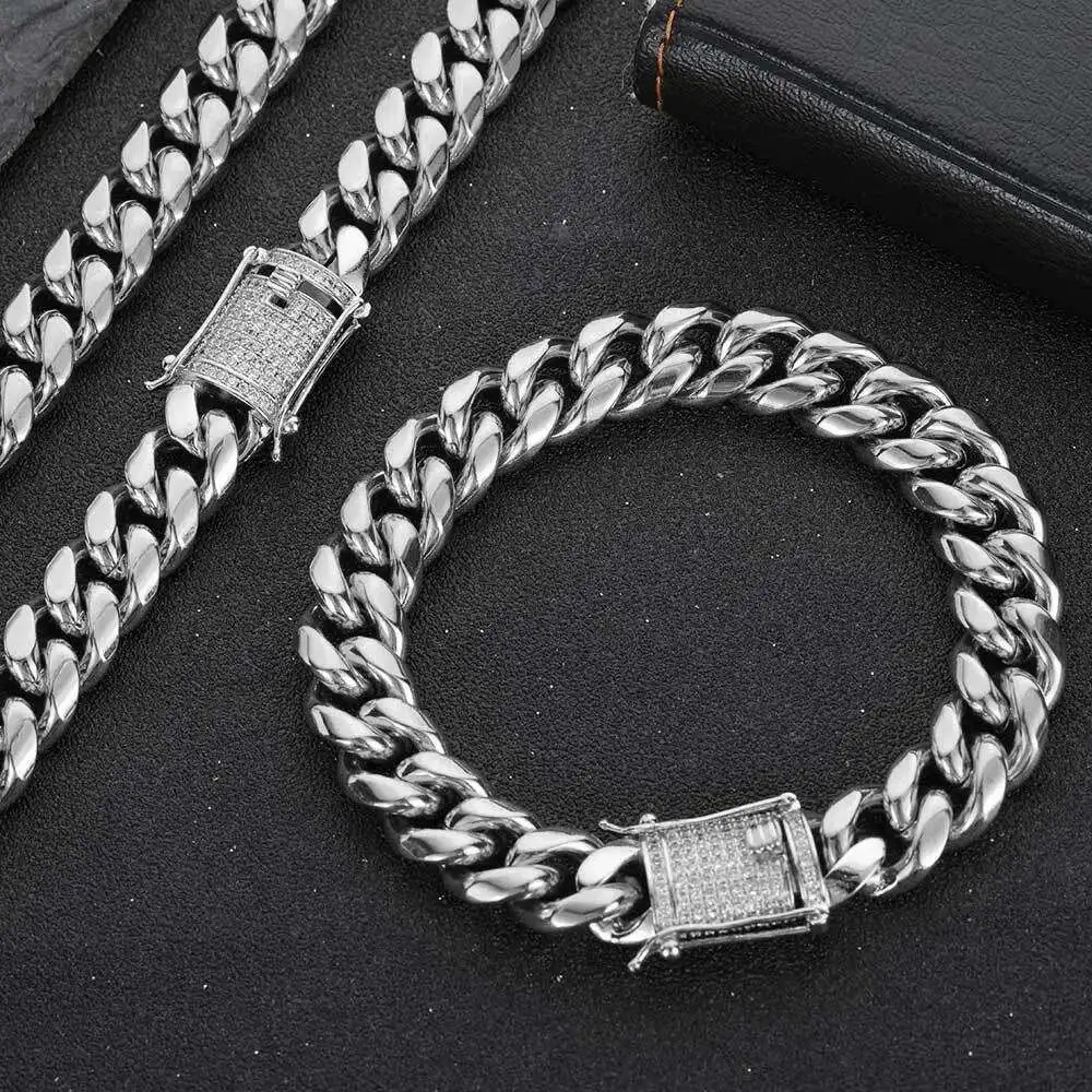 GOLD JEWELRY Mens HipHop Gold Silver Plated Stainless Steel Thick Miami Cuban Link Chain Bracelet Necklace Wholesale
GOLD JEWELRY Mens HipHop Gold Silver Plated Stainless Steel Thick Miami Cuban Link Chain Bracelet Necklace Wholesale