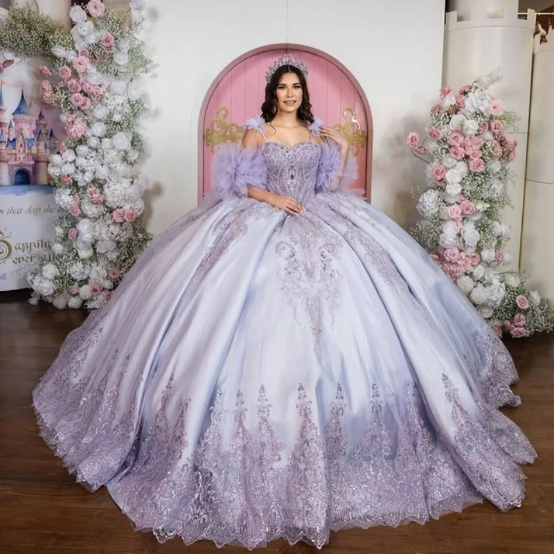 Lavender Shiny Quinceanera Dresses Ball Gown Off Shoulder Sequin Applique Lace Beading Crystal Bow Corset Tull Birthday Payty
Lavender Shiny Quinceanera Dresses Ball Gown Off Shoulder Sequin Applique Lace Beading Crystal Bow Corset Tull Birthday Payty