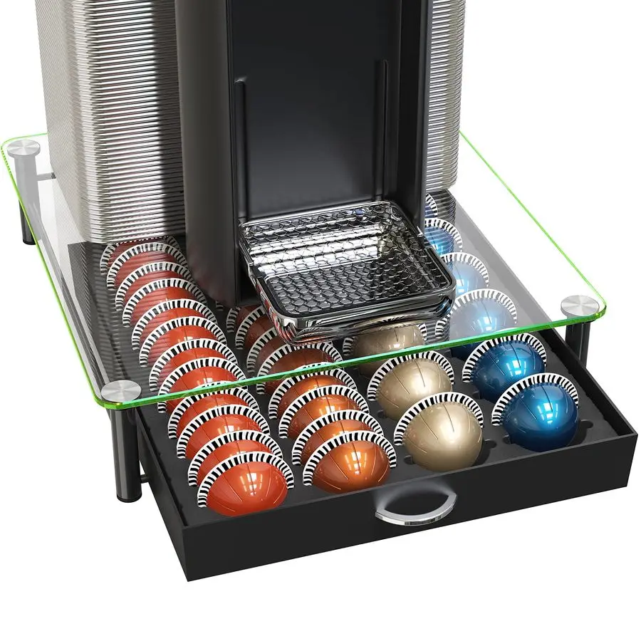 Crystal Tempered Glass Vertuo Pod Holder Drawer, 24 Large or 48 Small Nespresso Capsule Organizer
Crystal Tempered Glass Vertuo Pod Holder Drawer, 24 Large or 48 Small Nespresso Capsule Organizer