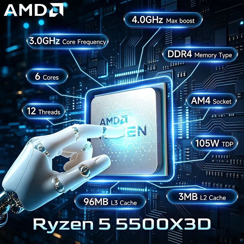 AMD Ryzen 5 5500X3D 3GHz 6-Core 12-Thread Socket AM4 NEW Gaming Processor DDR4 L3=96M 105W 7NM R5 5500X3D but Without Fan
AMD Ryzen 5 5500X3D 3GHz 6-Core 12-Thread Socket AM4 NEW Gaming Processor DDR4 L3=96M 105W 7NM R5 5500X3D but Without Fan