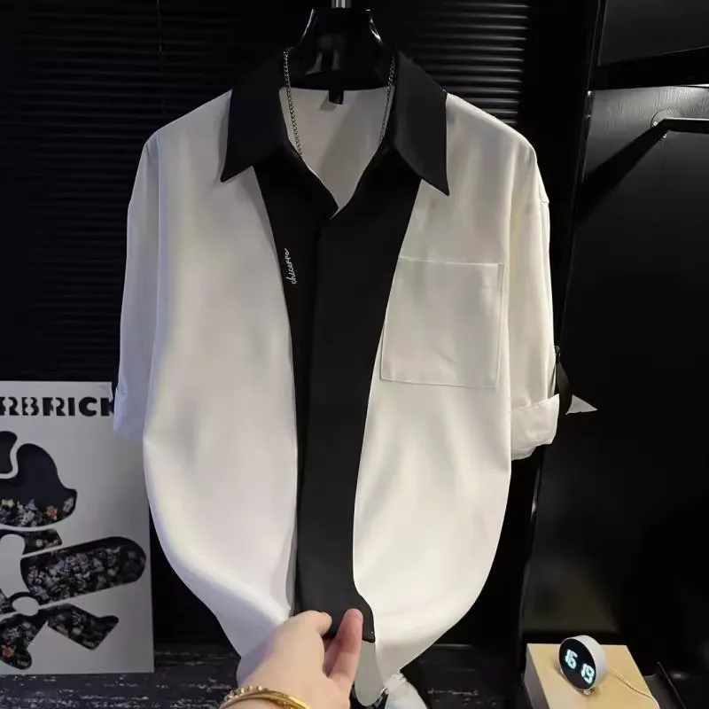 Large Size Men's Faionable irt Embroidered Letter Patchwork Collar Button up ort Sve Summer Casual irt
Large Size Men's Faionable irt Embroidered Letter Patchwork Collar Button up ort Sve Summer Casual irt