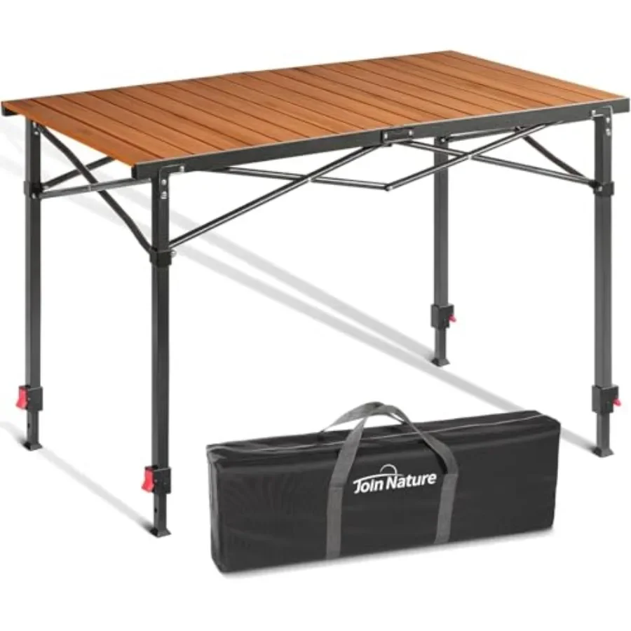 Outdoor camping table: aluminum, black, adjustable height and foldable for 2-6 persons, sturdy 220 lbs capacity, includes carry
Outdoor camping table: aluminum, black, adjustable height and foldable for 2-6 persons, sturdy 220 lbs capacity, includes carry