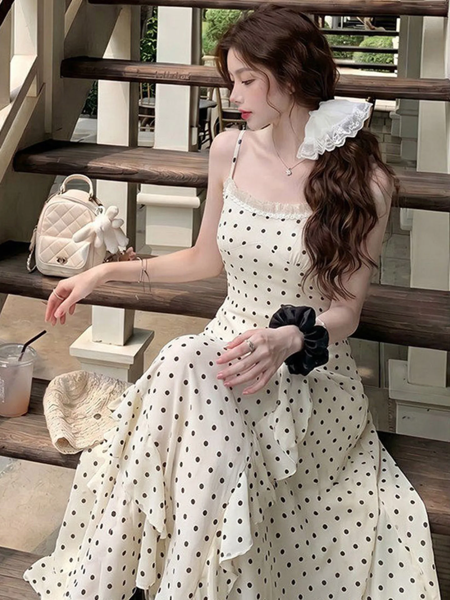 Polka Dot Lace Halter Dress Women Summer Gentle Unique Beautiful Midi Slimming Dress Sweet High Waist A-Line Skirt Style
Polka Dot Lace Halter Dress Women Summer Gentle Unique Beautiful Midi Slimming Dress Sweet High Waist A-Line Skirt Style