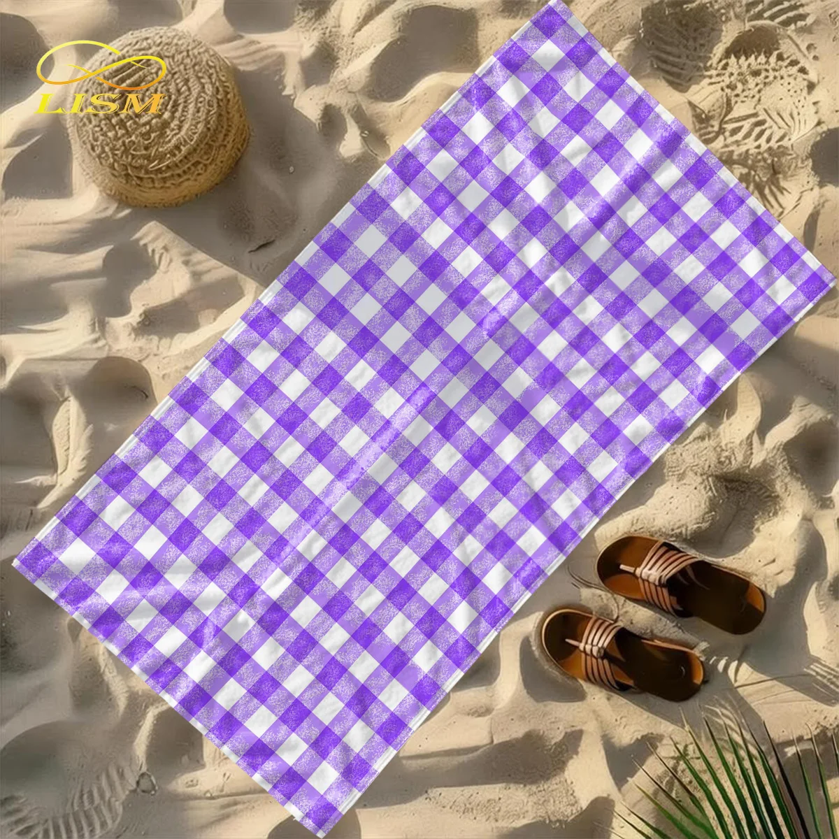 1pc Purple Plaid Beach Towel-Oversized, Absorbent Microfiber, Quick Dry, Ideal for Travel, Swimming, Surfing Bath Towel
1pc Purple Plaid Beach Towel-Oversized, Absorbent Microfiber, Quick Dry, Ideal for Travel, Swimming, Surfing Bath Towel