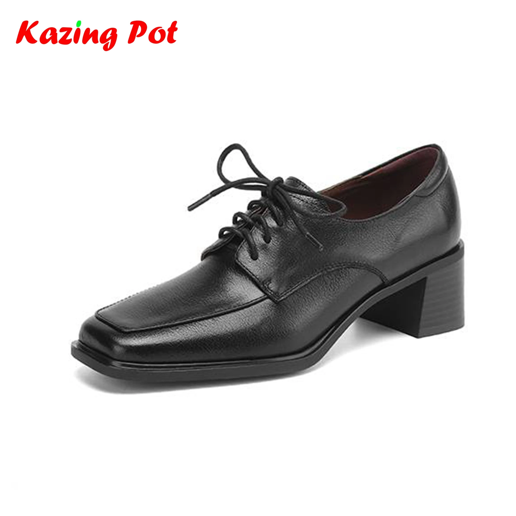Krazing Pot New Sheep Skin Elegant Spring Shoes Chunky Heels Modern Fashion Lace Up Women Size 42 Deep Mouth England Style Pumps
Krazing Pot New Sheep Skin Elegant Spring Shoes Chunky Heels Modern Fashion Lace Up Women Size 42 Deep Mouth England Style Pumps