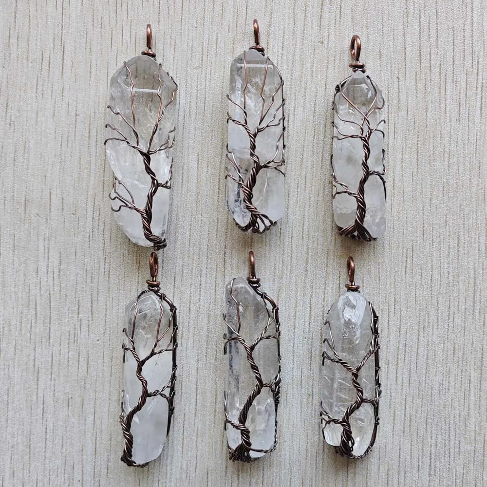 Natural white crystal copper handmade wire wrapped pillar shape pendants for necklace jewelry marking Wholesale 6pcs/lot
Natural white crystal copper handmade wire wrapped pillar shape pendants for necklace jewelry marking Wholesale 6pcs/lot