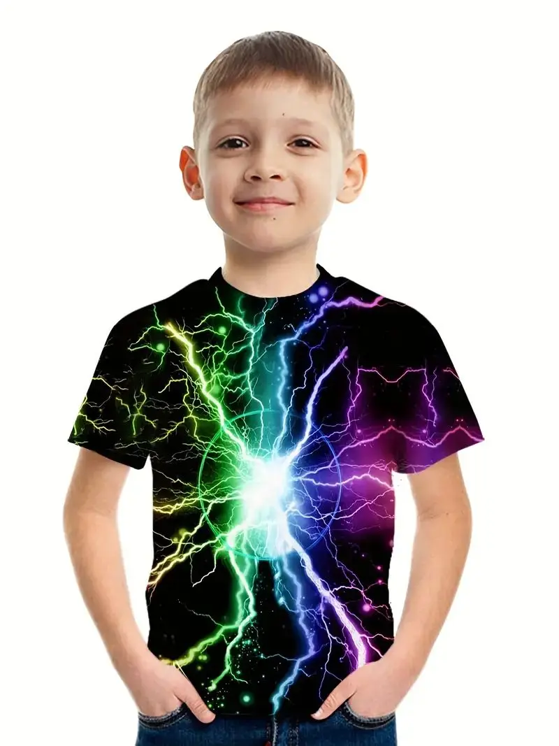 Men's T-shirt Half Sleeve Clothing Unisex Supernatural Color Lightning Pattern 3D Digital Printing Summer Children's Clothing
Men's T-shirt Half Sleeve Clothing Unisex Supernatural Color Lightning Pattern 3D Digital Printing Summer Children's Clothing