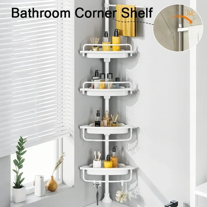 Adjustable Top-To-Bottom Bathroom Corner Shelf,4-Tier Rust-Proof Shower Tension Pole Storage Rack,with Hooks,for Shower Room
Adjustable Top-To-Bottom Bathroom Corner Shelf,4-Tier Rust-Proof Shower Tension Pole Storage Rack,with Hooks,for Shower Room