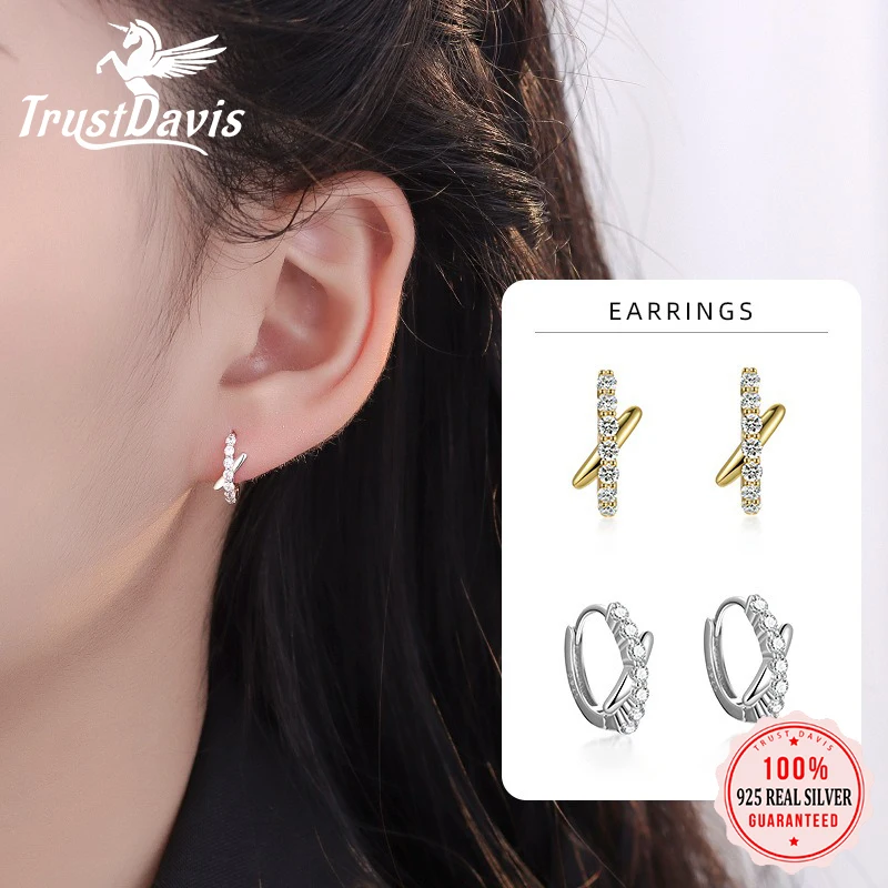 Trustdavis Real 925 Silver Fashion Simple Zircon Cross X-shape Earringss for Women Daily Wear Jewelry Gift DS4675
Trustdavis Real 925 Silver Fashion Simple Zircon Cross X-shape Earringss for Women Daily Wear Jewelry Gift DS4675