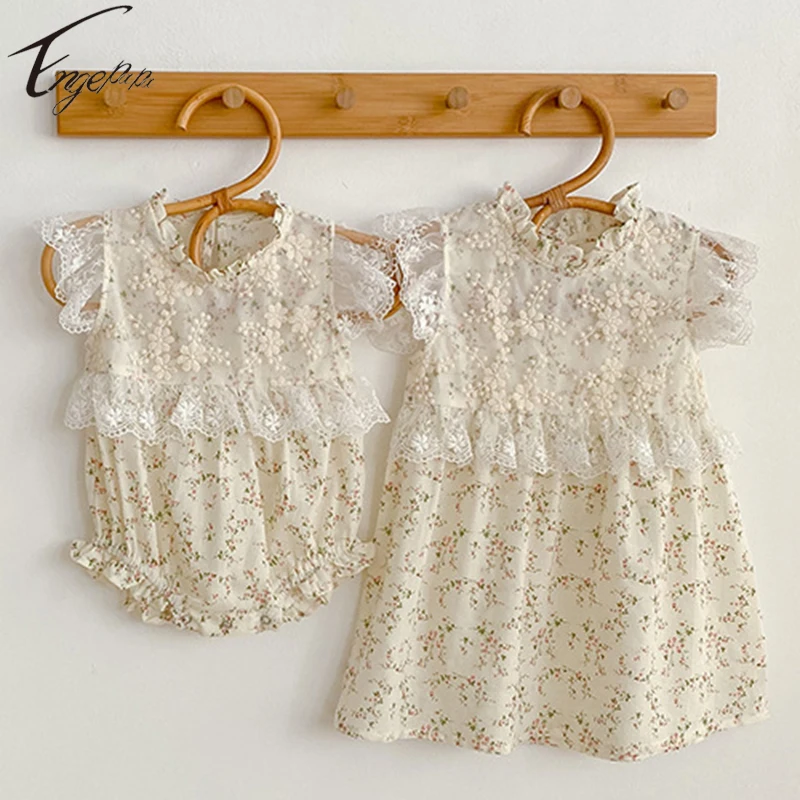 Summer Princess Girls Floral Dresses Infant Short Sleeves Rompers Cotton Sweet Lace Romper Baby Girls Sister Clothes
Summer Princess Girls Floral Dresses Infant Short Sleeves Rompers Cotton Sweet Lace Romper Baby Girls Sister Clothes