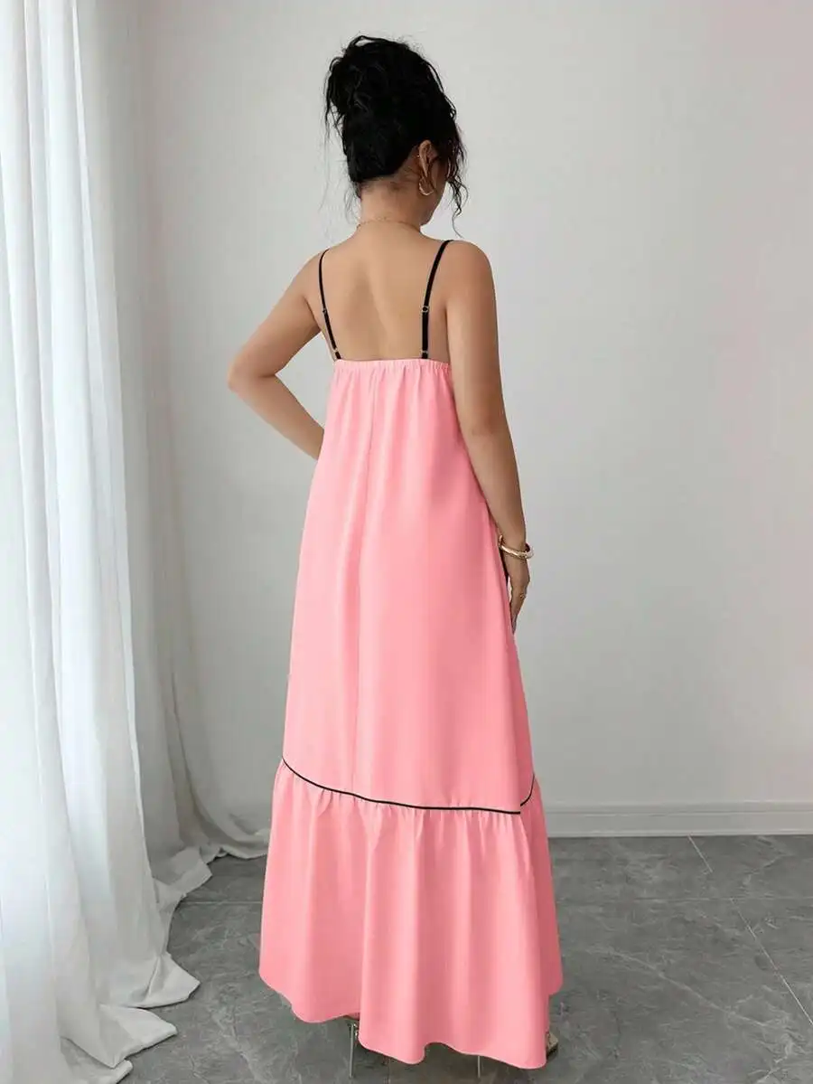 Womens Ruffled Hem Loose Casual Cami Long Dress Pink
Womens Ruffled Hem Loose Casual Cami Long Dress Pink