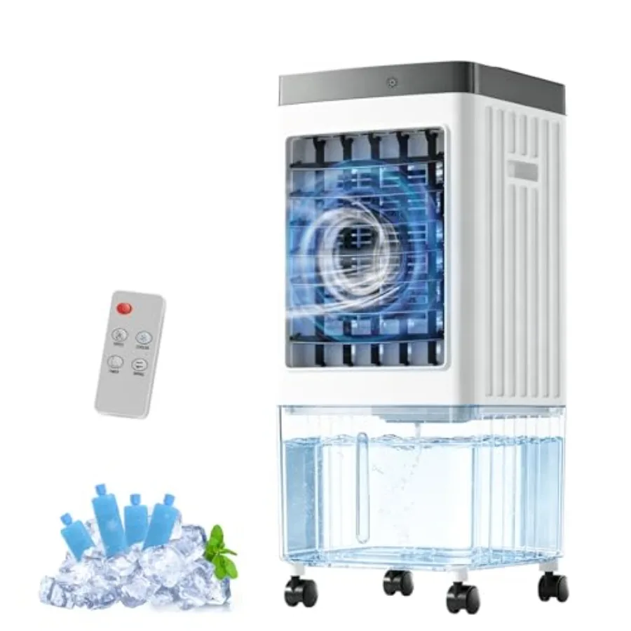 Portable air conditioner for bedroom office kitchen: evaporative cooler with large water tank, white plastic housing, 3-speed s
Portable air conditioner for bedroom office kitchen: evaporative cooler with large water tank, white plastic housing, 3-speed s