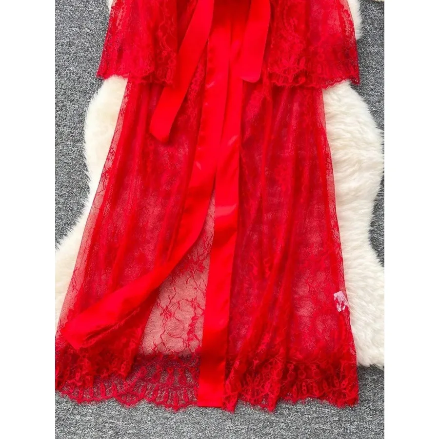New style sexy lingerie dress mesh robe thin sexy nightgown long see-through light and fresh set for women L70V
New style sexy lingerie dress mesh robe thin sexy nightgown long see-through light and fresh set for women L70V