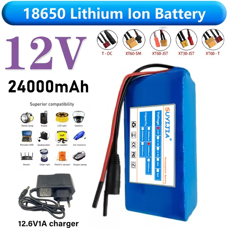 Batterie lithium-ion 3s8p 12V 24ah 18650 12V 24000mAh DC12.6V, batterie rechargeable de très grande capacité avec BMS + chargeur
Batterie lithium-ion 3s8p 12V 24ah 18650 12V 24000mAh DC12.6V, batterie rechargeable de très grande capacité avec BMS + chargeur