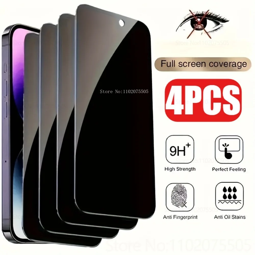 4Pcs Anti-Spy Tempered Glass for IPhone 13 12 11 Promax 12 Mini 8 7 6 Plus Privacy Screen Protectors 14 Plus 15 16 Promax 17 Pro
4Pcs Anti-Spy Tempered Glass for IPhone 13 12 11 Promax 12 Mini 8 7 6 Plus Privacy Screen Protectors 14 Plus 15 16 Promax 17 Pro