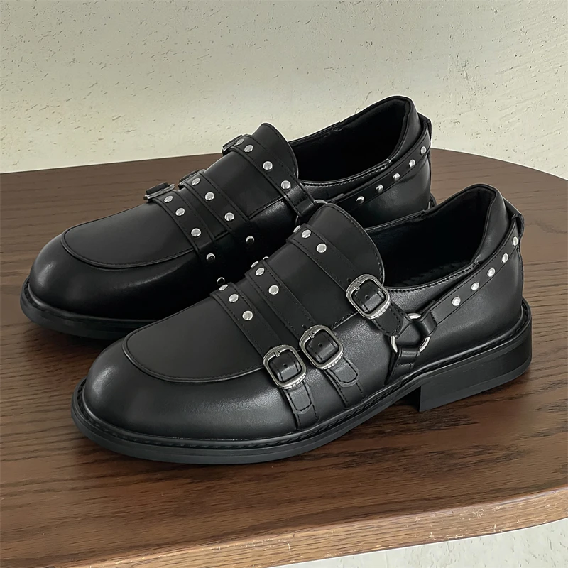 Adult Male Rivet Decoration Punk Style Loafers Handmade Footwear Thick Bottom Men Fashion Moccasin Business Slip on Casual Shoes
Adult Male Rivet Decoration Punk Style Loafers Handmade Footwear Thick Bottom Men Fashion Moccasin Business Slip on Casual Shoes