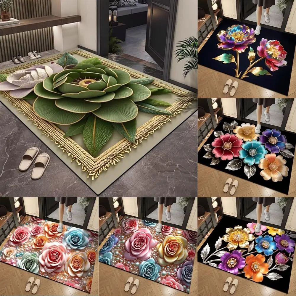 Durable 3D Floral Pattern Carpet Non-Slip Rectangle Door Mat Easy to Clean Anti-fouling Carpet Home Decorative 
Durable 3D Floral Pattern Carpet Non-Slip Rectangle Door Mat Easy to Clean Anti-fouling Carpet Home Decorative