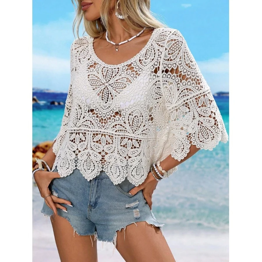 Faionable Lace Hollow Hook Flower Sun Protection oulder awl High-End Feeling irt Top Women's Knitted Cotton Summer Ou...
Faionable Lace Hollow Hook Flower Sun Protection oulder awl High-End Feeling irt Top Women's Knitted Cotton Summer Ou...