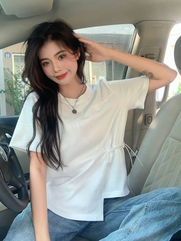 plus Size Women's T-Shirt Side Drawstring Short Sleeve Loose Slimming Asymmetrical Korean Style Casual Polyester Cotton Blend
plus Size Women's T-Shirt Side Drawstring Short Sleeve Loose Slimming Asymmetrical Korean Style Casual Polyester Cotton Blend