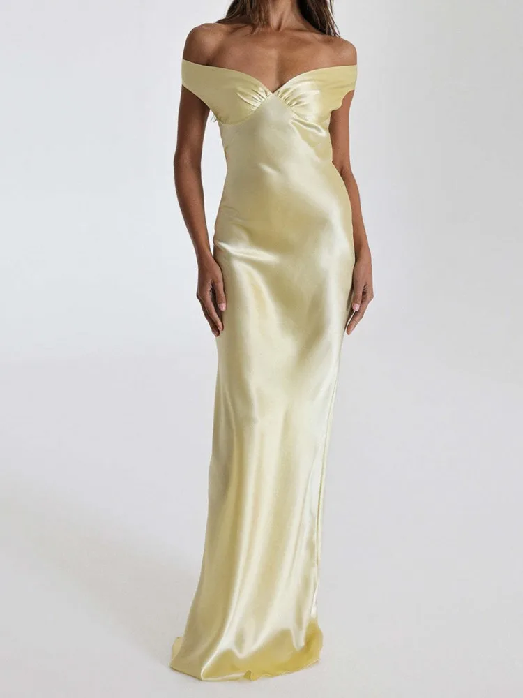 Summer Satin Off-shoulder Backless Sexy Maxi Dress Women Gown Fashion Strapless Sleeveless High Waist Club Party Long Dresses
Summer Satin Off-shoulder Backless Sexy Maxi Dress Women Gown Fashion Strapless Sleeveless High Waist Club Party Long Dresses